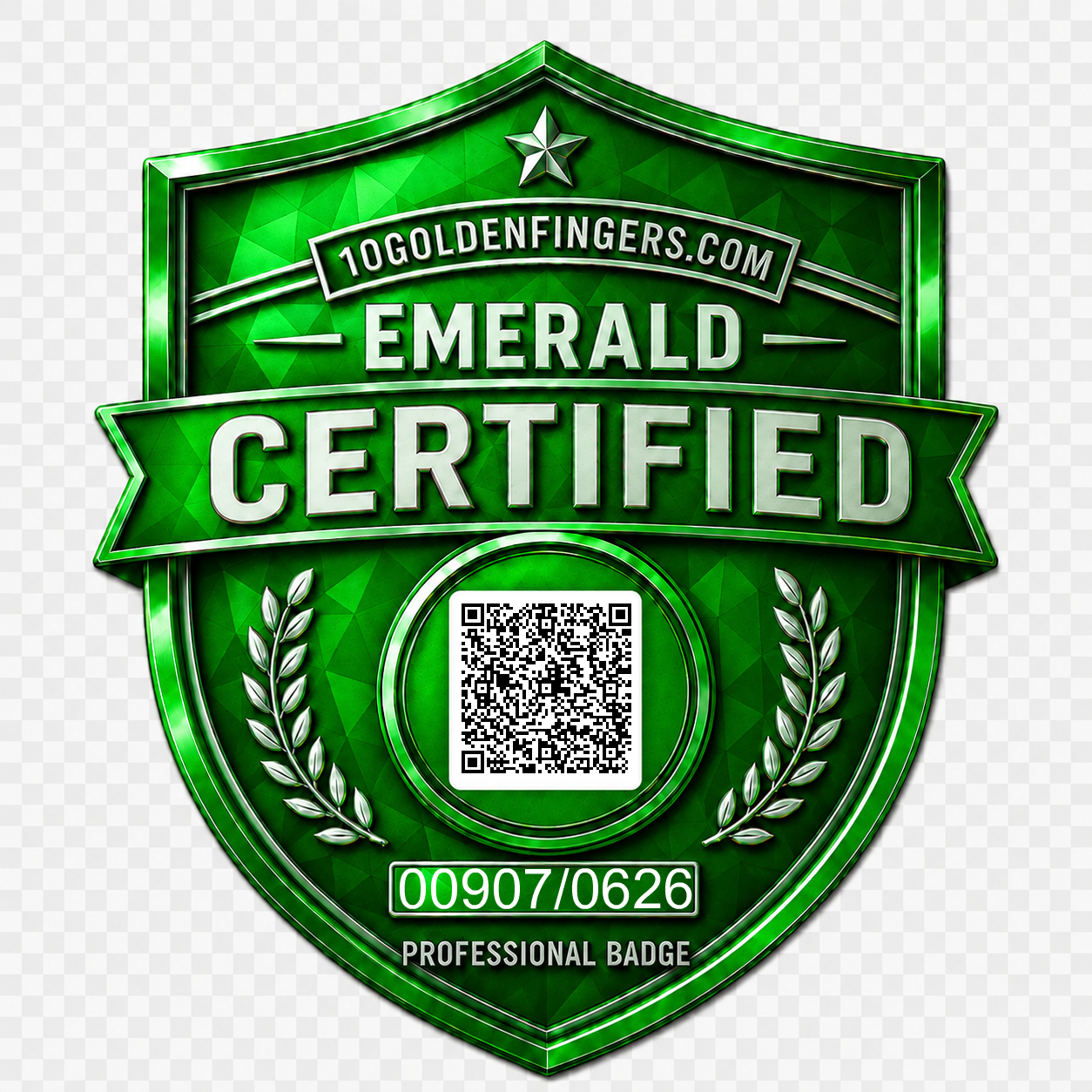 Emerald generated badge with business QR code