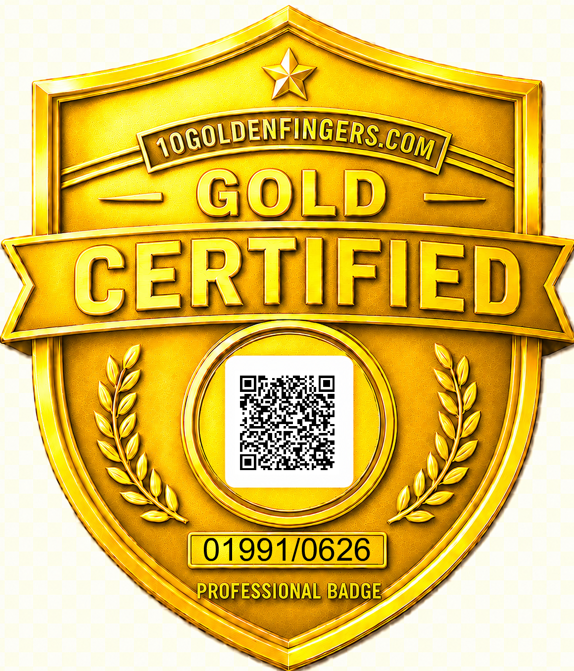 Gold generated badge with business QR code